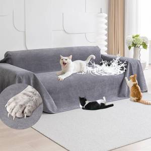 lot 15719 image: Loiion Cat Scratch Furniture Protector - Anti-Slip, Waterproof Sofa Cover to Keep Cats Off, Pet-Friendly Couch Protectors for 3 Cushion Couch, Gray Anti-Scratch Couch Cover for Pets and Kids 118X71