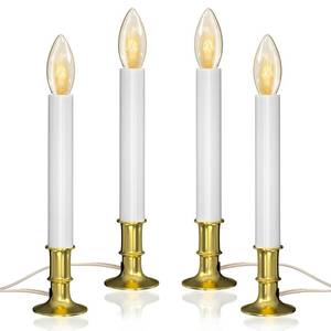 lot 15729 image: Txcigech Electric Christmas Window Candle Lights - 4-Pack with Dusk-to-Dawn Auto Sensor, Plug-in Corded Window Candle Lamps with C26 Incandescent Bulbs for Holiday Home Decor