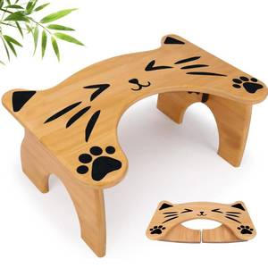 lot 15741 image: MYLIFESION Bamboo Toilet Stool for Pooping, 7  Foldable Squatting Potty Stools for Adults, Kids and Seniors, Anti-Slip Poop Stool for Bathroom, Natural Bamboo