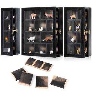 lot 15743 image: DoubleFill Set of 3 Wooden Trinket Display Shelf Shadow Box with Shelves 10 x 15 Inch Large Wall Mounted Display Storage Mini Figures Curio Trinket Medals Crafts Collections(Black,Box Shape)