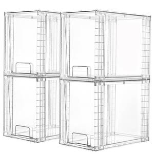 lot 15744 image: Vtopmart 4 Pack Clear Stackable Storage Drawers,9.7 High Plastic Organizers Bins for Skincare, Bathroom Supplies,Ideal for Cabinet,Undersink,Vanity,Kitchen,Pantry Organization