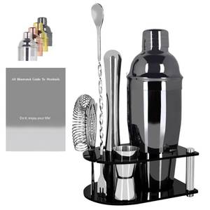 lot 16042 image: Cocktail Shaker Bartender Kit 5 Piece Bar Tool Set, Cocktail Shaker Set with Stand, Drink Mixing Includes Martini Shaker,Strainer,Jigger,Bar Mixer Spoon,Muddler �� (Black, 750ml(25oz))