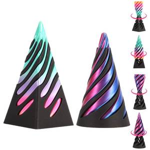lot 16065 image: Pyramid Spiral Cone Toy - Reversible Passthrough Sculpture for Calmness & Relaxation - Impossible 3D Printed Optical Illusion Gadget, Fidget Desk Toy for Kids & Adults