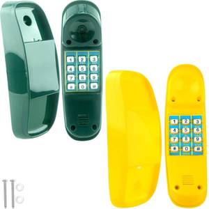 lot 16084 image: Haconba 2 Pack Swingset Phone Toys Playground Swing Set Telephone Plastic Pretend Play Telephone with Numeric Key for Kids Outdoor Playground Treehouse Accessories (Yellow, Green)