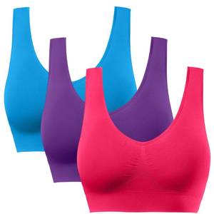lot 16101 image: BESTENA 3 Pack Sports Bras for Women, Seamless Comfortable Workout Sleep Bra with Removable Pads XL