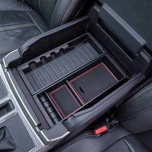lot 16106 image: PIMCAR Center Console Organizer Tray for Ford F150 (2015-2020), Super Duty F250F350F450 (2017-2022), Expedition (2018-2024),ABS Plastic Single-Piece Design, Fits Factory Tray-Red Trim