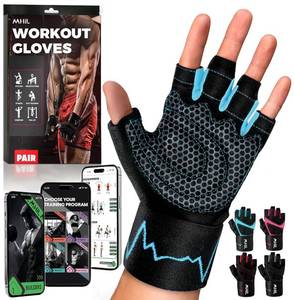 lot 16109 image: MhIL Workout Gloves for Men �� Comfortable Gym Gloves for Men with Enhanced Grip for Safety and Hand Protection �� Weight Lifting Protection with Wrist Wraps Support for Performance Boost and Style