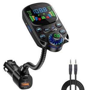 lot 16113 image: Bluetooth 5.3 FM Transmitter for Car SOARUN Bluetooth Car Adapter PD30W & USB Port Fast Charge, HiFi Treble & Bass Player, 1.6 Display Hands-Free Calling Truck Radio with AUX InputOutput, TF Card