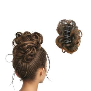 lot 16435 image: Fosrisix Brown Curly Messy Bun Wig Wavy Hair piece Easy Updo Extensions Claw Clips for Women Girls Natural Fake Wig Tie Headpiece