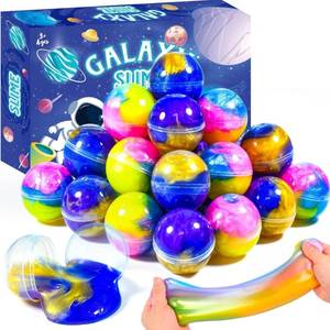 lot 16485 image: Valentines Slime Party Favors,24 Pack Galaxy Slime Balls-Stretchy, Non-Sticky, Mess-Free for Kids, Stress Relief,Halloween&Christmas Slime,Classroom Rewards