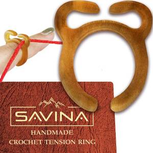 lot 16493 image: Savina Handmade Crochet Tension Ring for Finger - Adjustable Size - Horn Ring Crocheting, Knitting Yarn Ring Holder, Crochet Accessories with Box