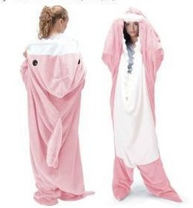 lot 233 image: Pink Shark Blanket Hoodie Onesie