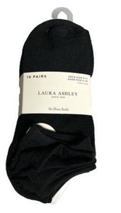 lot 23248 image: Laura Ashley Womens No Show Socks, Black, 10 Pairs, Shoe Size 4-10