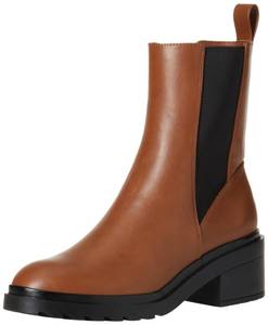 lot 23255 image: Amazon Essentials Womens Chunky Sole Chelsea Boot, Chestnut Brown Faux Leather, 11.5 Wide