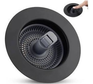 lot 23256 image: Hibbent Universal 3 in 1 Kitchen Sink Drain Strainer Stopper, 2 Pack