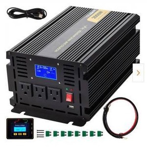 lot 23261 image: Vevor Car Power Converter 2000-Watt Modified Sine Wave Inverter DC 24-Volt to AC 110-Volt with LCD Display Remote Controller