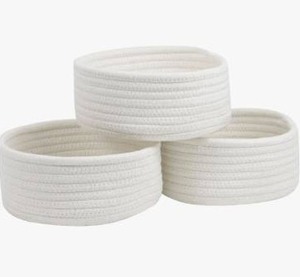 lot 23271 image: Togous 3pcs Cotton Rope Baskets, Small, White