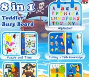 lot 23277 image: 8-in-1 Pirate Toddler Busy Board Learning Set