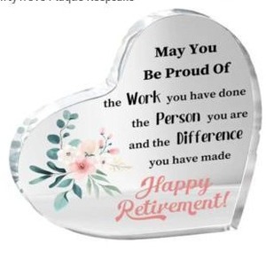 lot 23285 image: Heart Shaped Retirement Crystal Plaque