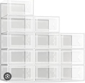 lot 23317 image: Clear Plastic Shoe Storage Box Set - 12 Pack
