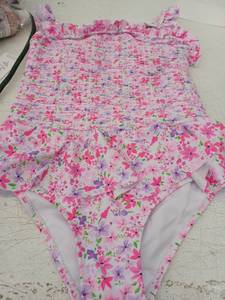 lot 23330 image: Pink Floral Smocked One-Piece Swimsuit