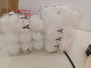 lot 23340 image: White Glitter Snowball Christmas Ornaments  Lot