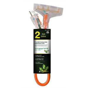 lot 23374 image: GoGreen Power (GG-15302) 123 2  3-Outlet Heavy Duty Extension Cord  Lighted End  2 Feet