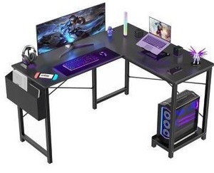 lot 23384 image: Sweetcrispy L Shaped Desk, Black, 50 Inch