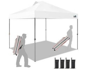 lot 23395 image: Eurmax NOMATTER 10x10 Pop Up Canopy Tent With Carrying Bag, White with Black Legs