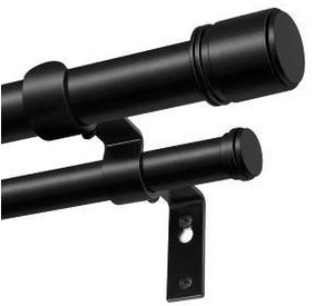 lot 23417 image: Hotozon Double Curtain Rod, 72 to 144 Inch, Black