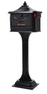lot 23438 image: Locking Black Mailbox & Post Kit