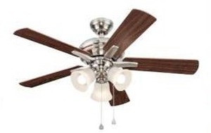 lot 23445 image: Harbor Breeze Lansing 42 Brushed Nickel Indoor Ceiling Fan with Light (5-Blade)