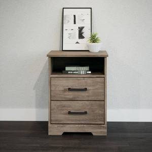 lot 23451 image: Prepac Rustic Ridge Farmhouse Nightstand with 2 Drawers and Open Shelf Brown
