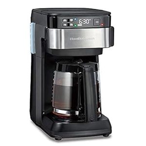 lot 23454 image: Hamilton Beach Works with Alexa Smart Coffee Maker, Programmable, 12 Cup Capacity, Black and Stainless Steel