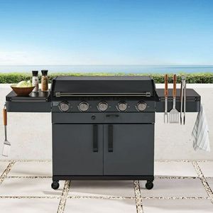lot 4421002 image: Members Mark Pro Series 5-Burner Black Gas Griddle - Retail $429