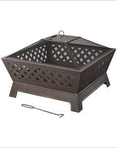 lot 4421016 image: Hampton BayTipton 34.00 in. W Rubbed Bronze Steel Wood Outdoor Fire Pit with Screen and Poker Included MISSING ITEM (See Pictures and Description) - Retail $179