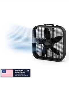 lot 4421065 image: LaskoDecor Colors 20 in. 3 Speed Box Fan for Home in Black with Save Smart Technology, 1800 CFM and Carry Handle - Retail $34