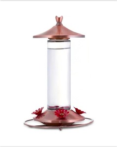lot 4421096 image: Perky-PetElegant Glass Copper Bee-Resistant Garden Hummingbird Feeder 12 oz. Capacity - Retail $15