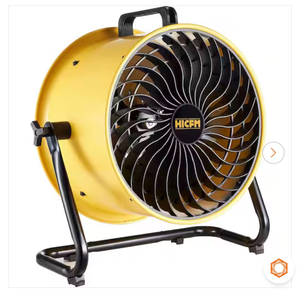 lot 4421102 image: Stbine HICFM 16 in. Turbo High-Velocity Drum Fan in Yellow - 2800 CFM, 3-Speed 14 HP Motor, Slip-Resistant Feet and Handle - Retail $108