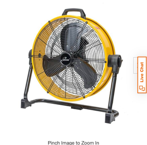 lot 4421105 image: Stbine20 in. Direct Drive Drum Fan, 6100 CFM High-Velocity Air Circulator with 180° Pivoting Head in Yellow - Retail $160