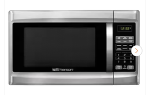 lot 4421111 image: Emerson 1.3 cu. ft. 1000-Watt Countertop, Stainless Steel, Microwave Oven - Retail $169