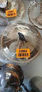 lot 23864 image: Metal Decorative Covered Bowl with Legs