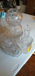 lot 23889 image: Set of Genuine Lead Crystal Dishes and Decorative Pieces