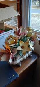 lot 23892 image: Vintage Italian Capodimonte Porcelain Floral Centerpiece