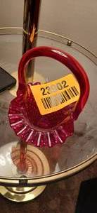 lot 23902 image: Fenton Ruby Red Hobnail Art Glass Basket