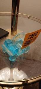 lot 23903 image: Vintage L.G. Wright Light Blue Glass Colonial Horse Carriage Cart Ashtray Bowl