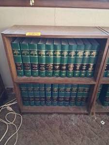lot 23820 image: Wood Bookshelf with American Jurispudence 2d Books 53-60, etc.