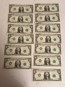 lot 24244 image: 13 - 1969 In Sequence 220A - 232A One Dollar Bills