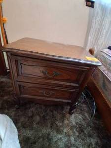 lot 25771 image: Wooden Nightstand with Misc. Jewelry and other Items