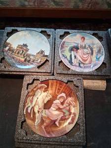 lot 26814 image: Set of 3 Lot of La Belle au Bois Dormant Porcelain Wall Plates